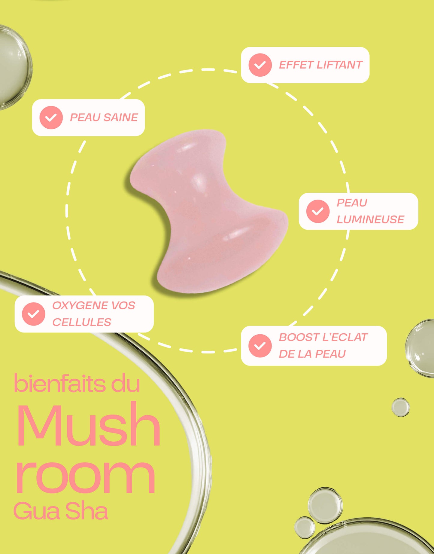 Mushroom Gua Sha Quartz Rose